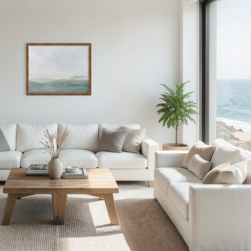 Coastal Retreat Cerulean Serenity par Gypsea Village, H 24 po x l 30 po, Framed Print, Brown