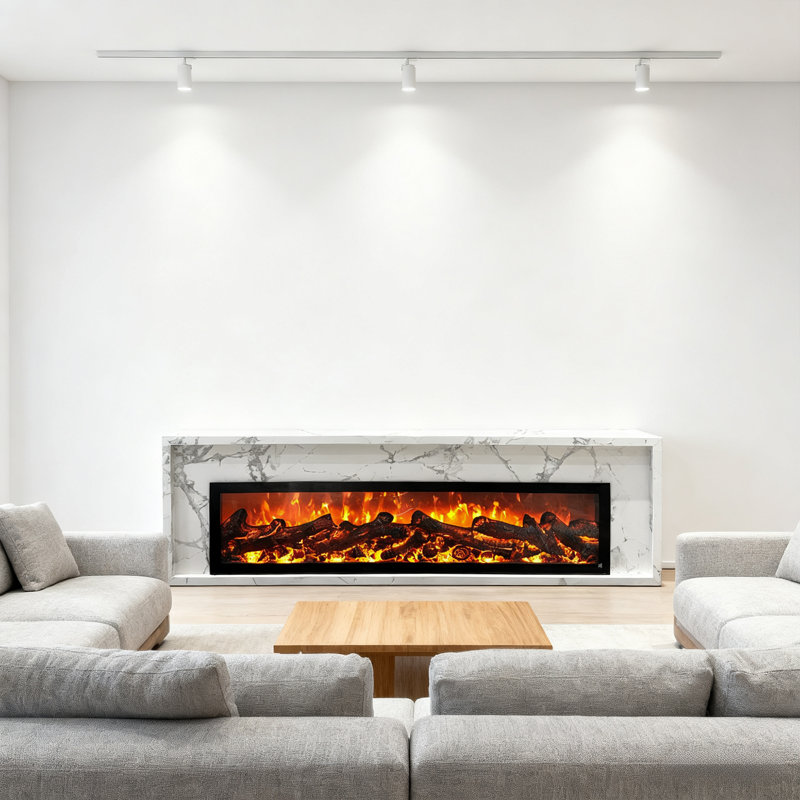 Modern Minimalist White Sintered Stone Fireplace TV Stand, Integrated Simulated Flame Electric Heater, Decorative Console for Villa Living Room Background