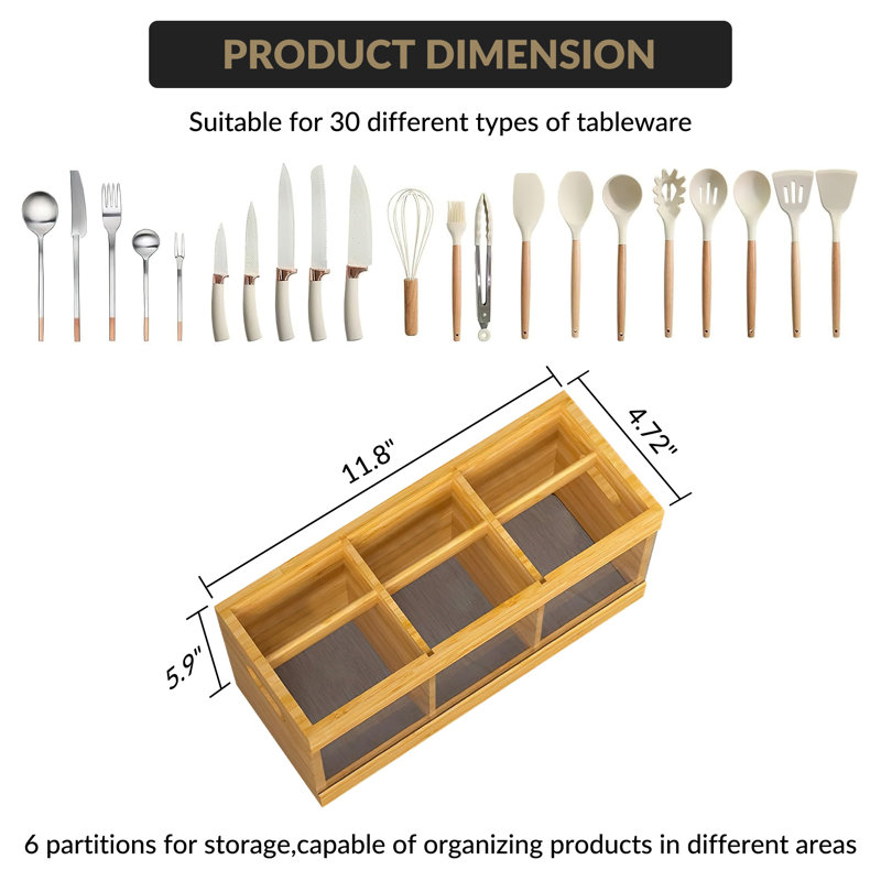 Porte-ustensiles en bois Quick-Dry, H 5,9 po x l 11,8 po x P 4,72 po