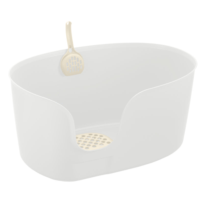 Extra Large White Plastic High Wall Cat Litter Box