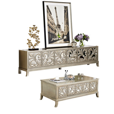 American style mirrored TV stand and coffee table