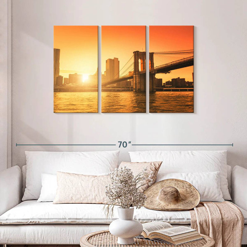 Lilie coucher de soleil sur le pont de Brooklyn, H 20 po x l 33 po