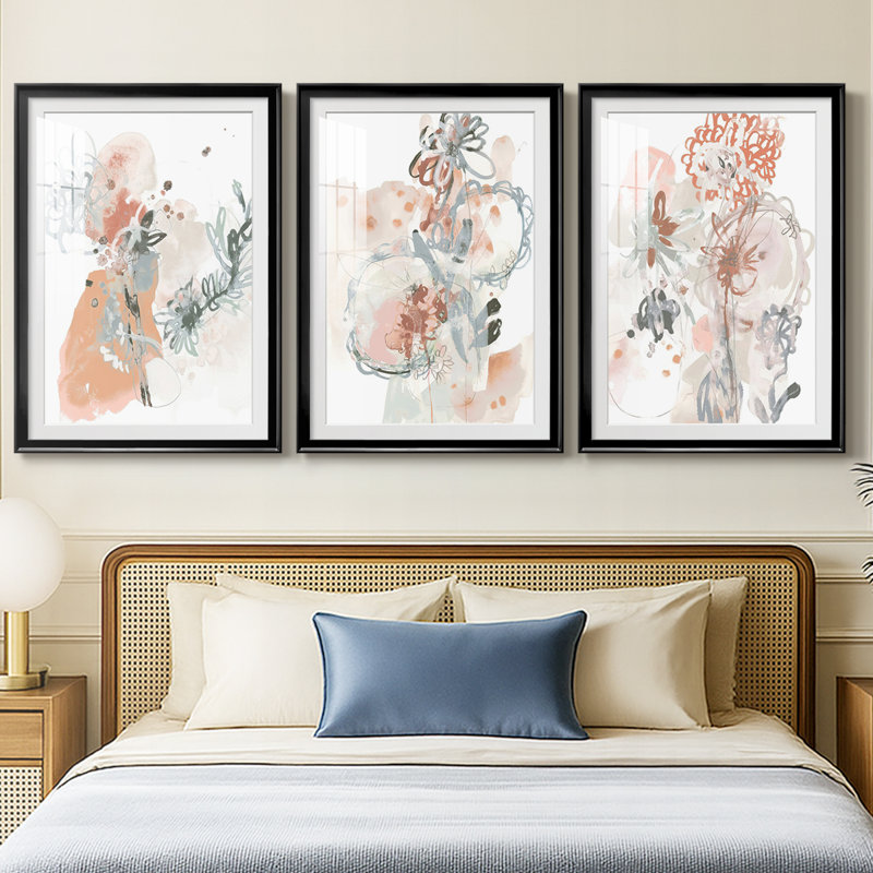 Petal Drift I  -Custom Framed  Premium Print W Matt - 3 Pieces