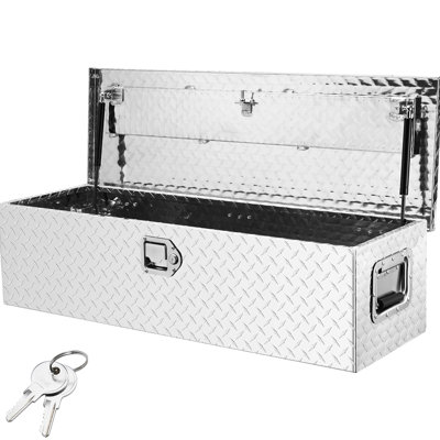 Aluminum Tool Box For Truck Bed, Rv, And Trailer, Double - Sided Power Coating, 39"x13"x10", Silver With Lock Chest Pickup, Truck, 39x13x10 Inches, Coating Keys