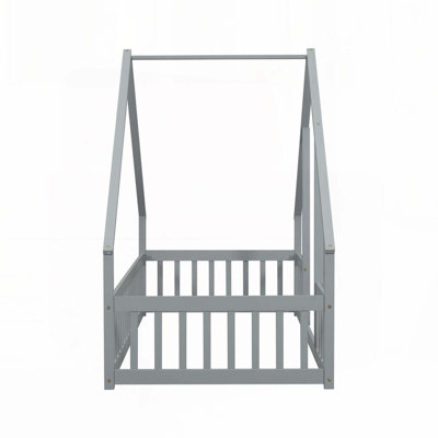 House-Shaped Floor Bed With Fence, Guardrails