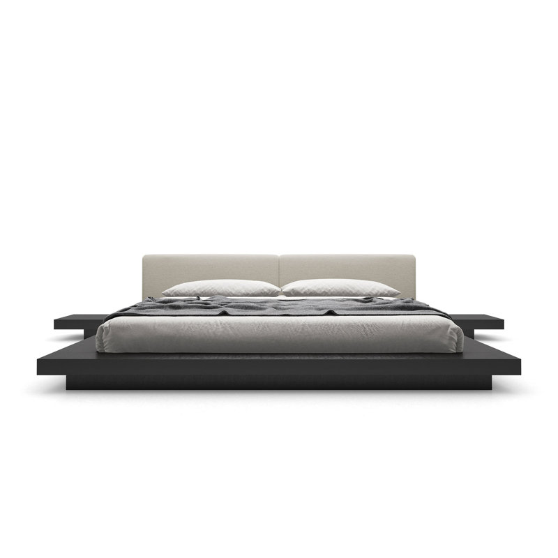 Upholstered Bed, Wenge/White Leather, King