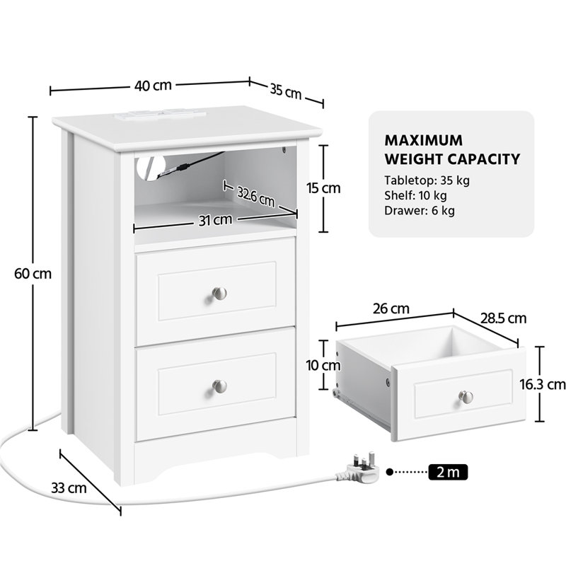 40cm W Bedside Table
