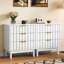 Commode 3 tiroirs avec panneau cannelé, commode en bois moderne avec poignée chic, grande table de chevet, rangement en bois pour la chambre à coucher, le salon, le vestibule, blanc