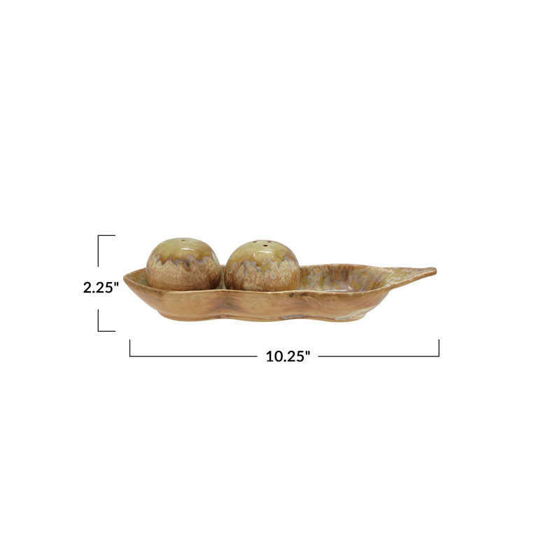Stoneware Pea Shaped Salt & Pepper Shaker Set