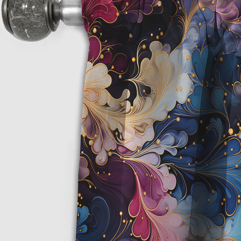 Blue Galactic Dreams Marble Dreams - Rideau occultant en marbre marbre abstrait - 1 panneaux, L 52 po x L 63 po