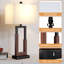 Lampe de table en bois et métal H 30 "avec ports USB Ravenna (ensemble de 2)