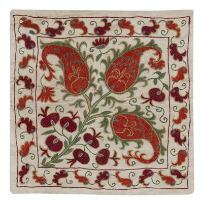 Traditional Cushion Cover Made of Silk. Embroidered Pillow. New Throw Pillow.