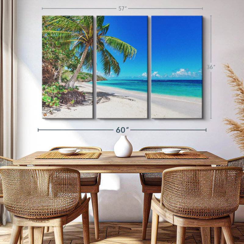 "Plage tropicale à Porto Rico" sur toile, H 36 po x l 57 po