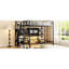 Lit mezzanine en métal avec meuble télé et mobilier de chambre à coucher élégant - Marches fonctionnelles noires-1630735937