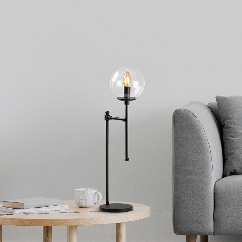 Lampe de table en métal Bono, Noir, Transparent