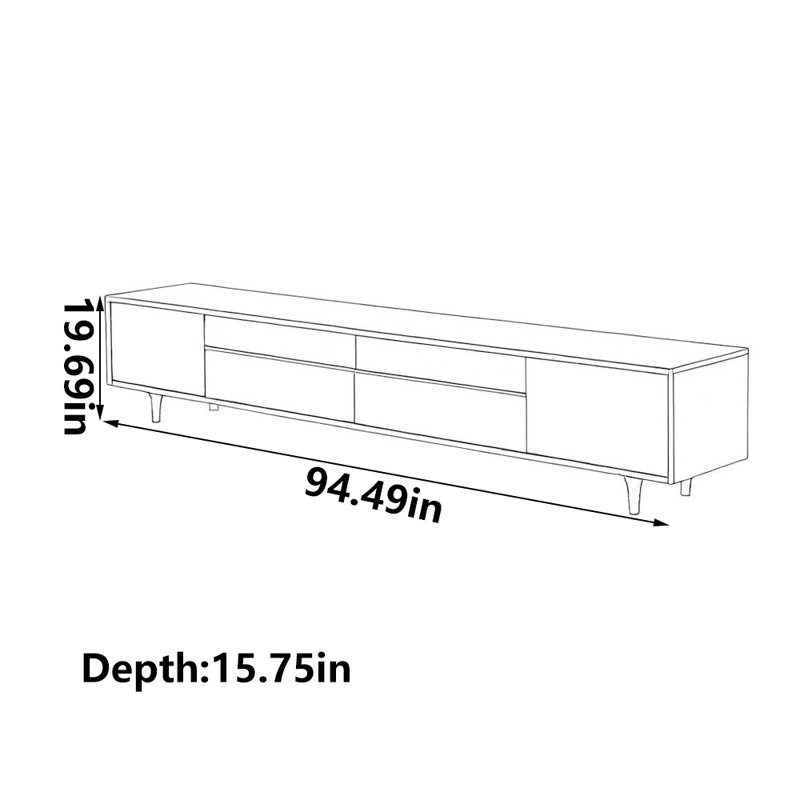 Classic solid wood TV cabinet, 94.49"