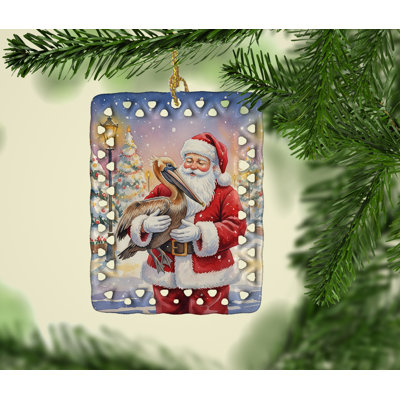 Ornement en pélican avec porcelaine Père Noël