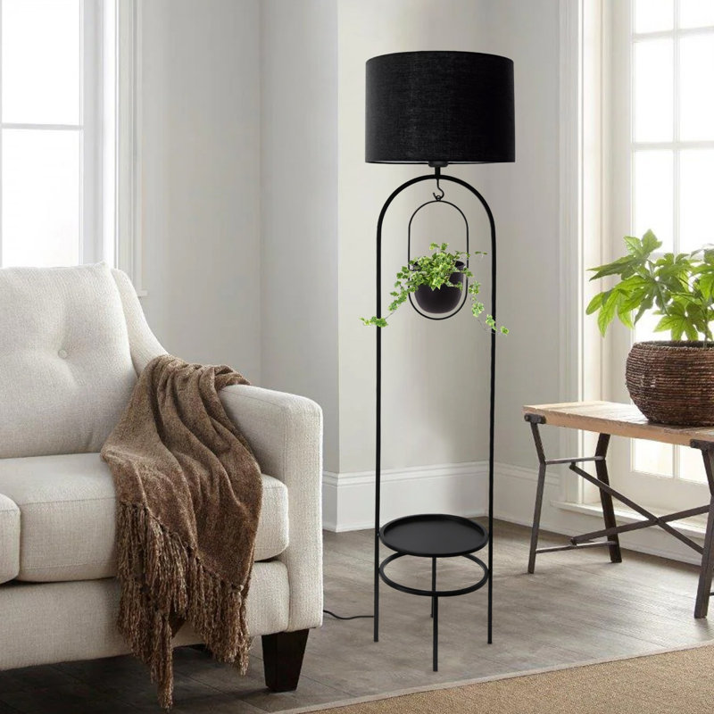 Modern Floor Lamp with Metal Body, Black Finish, 57.1 inches Tall | Cap Diameter: 11.0 inches, Cap Height: 8.7 inches | 1 x E27 Socket (Max 40W), Stylish Lighting for Living Room, Bedroom & Office Spaces