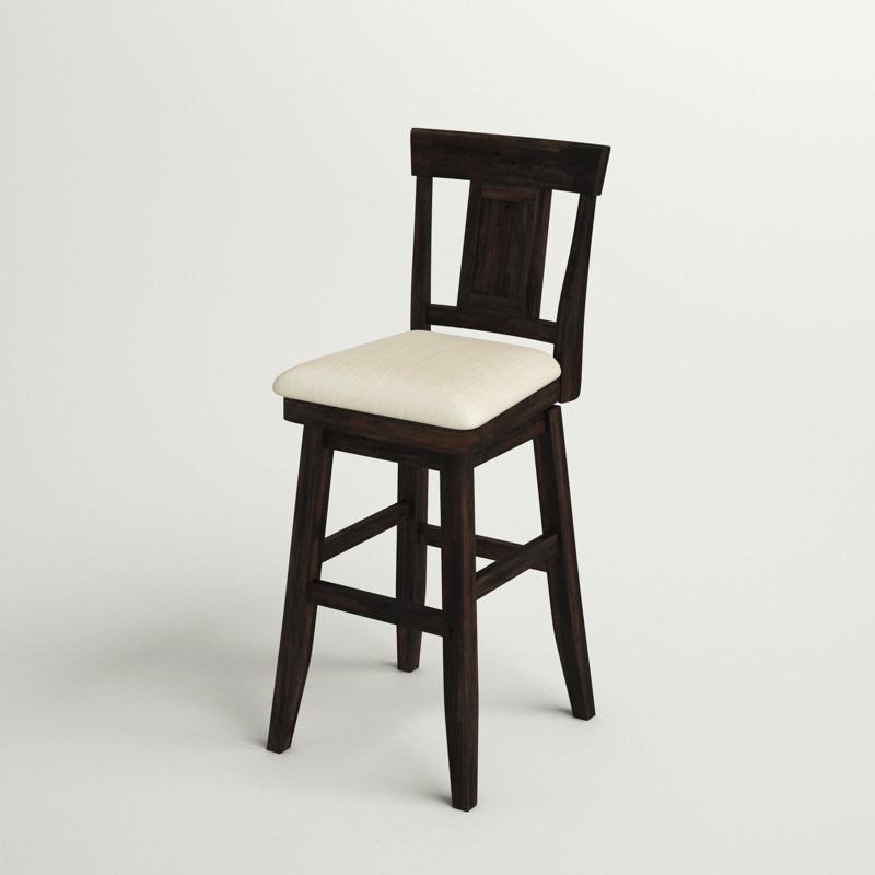 Fortville Swivel Upholstered Counter Stool, Antique Black, Bar Stool (30.59” Seat Height)