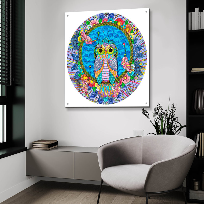 Art mural en verre acrylique Night Night Owls 21 'par Hello Angel, H 36 po x l 36 po x P 0,2 po