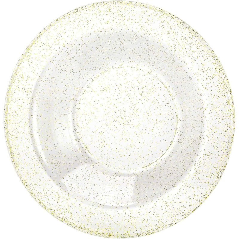 Bol en plastique à paillettes dorées 5Oz - Vaisselle jetable élégante et robuste pour les fêtes, les desserts, les collations et la restauration - Parfait pour les mariages, les anniversaires, les événements et plus encore - Conception durable et élégante (90)
