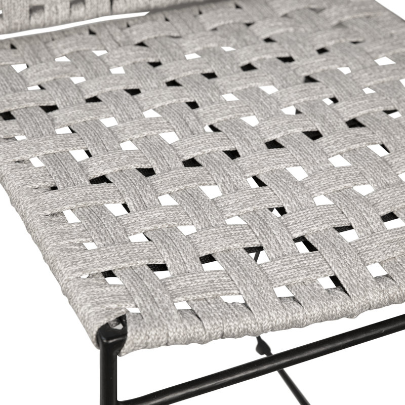 Ezra Powder Coated Iron and Flat Weaved Rope Outdoor Dining Chair