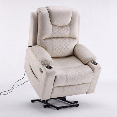 Fauteuil inclinable Power Lift avec massage et chaleur pour personnes âgées grandes et grandes, positions infinies, moteur simple, porte-gobelets et ports USB, siège de cinéma maison en polyester