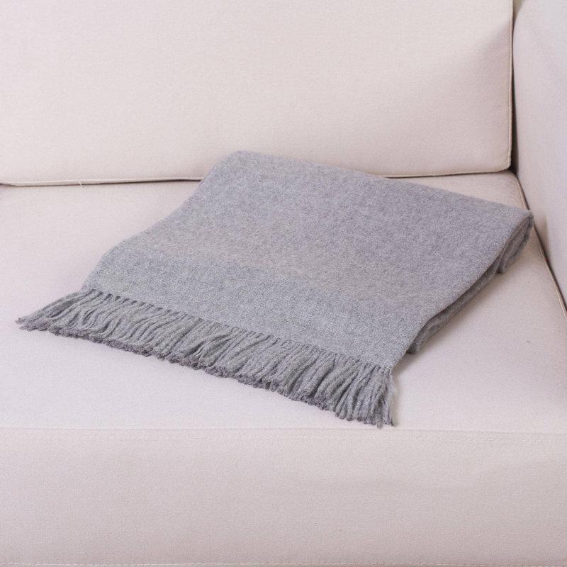 Hand Woven Throw Blanket, Light Gray