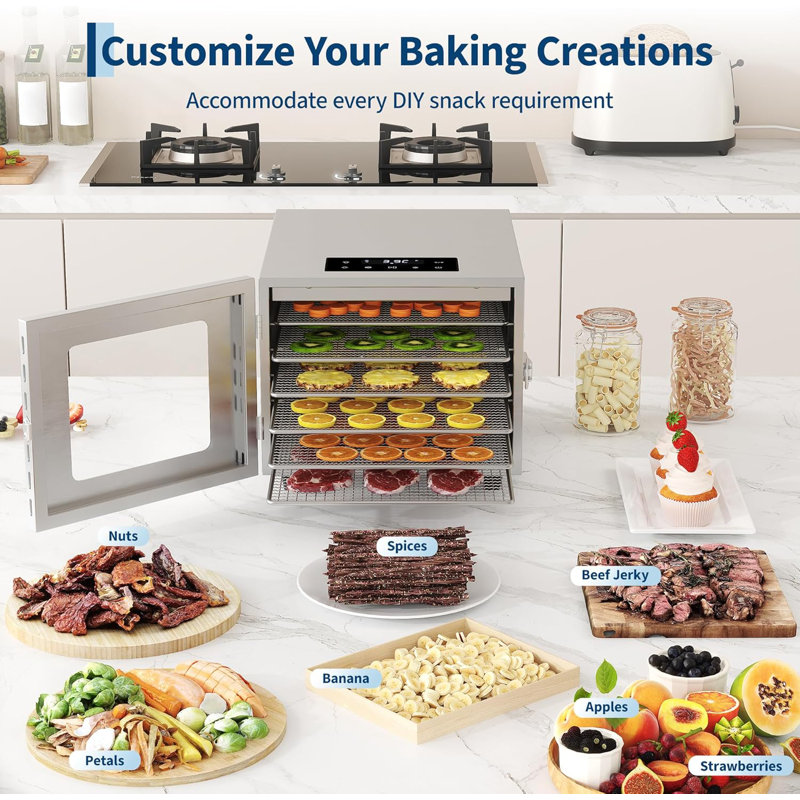6-Tier Food Dehydrator, with LED Touch Control, 24H Timer