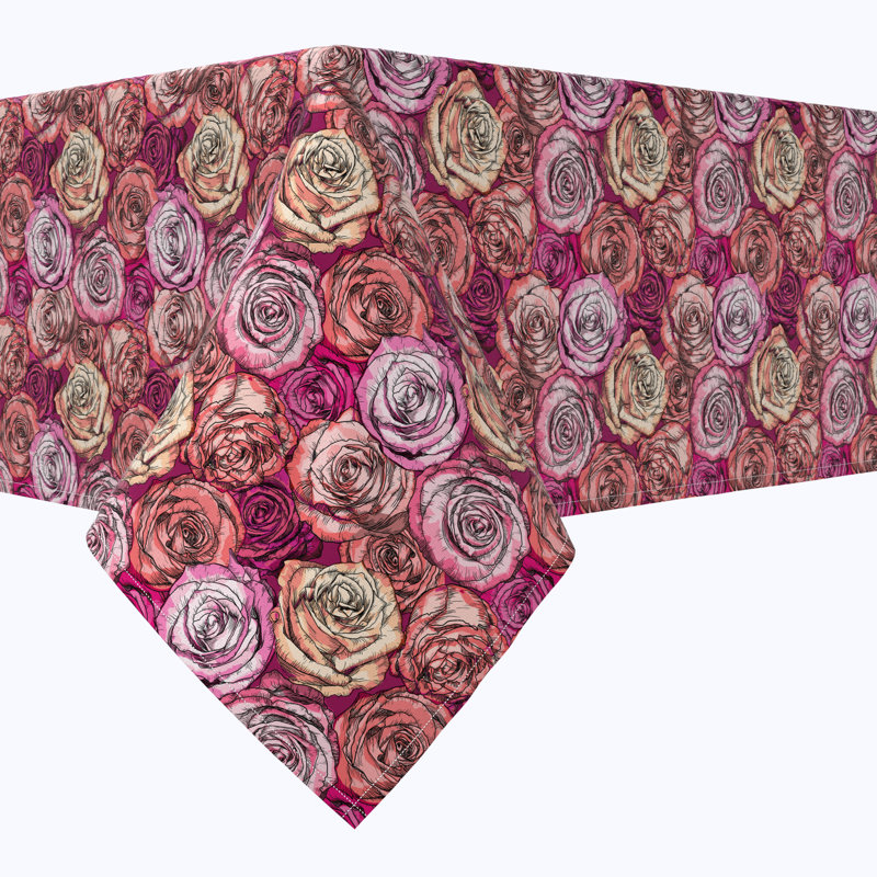 Rectangular Tablecloth, 100% Cotton, Floral 221, 104" x 52"