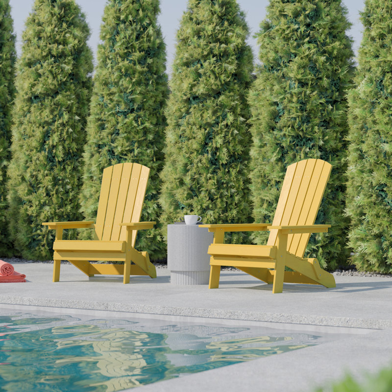 Chaise Adirondack pliante en résine Balasi, Jaune