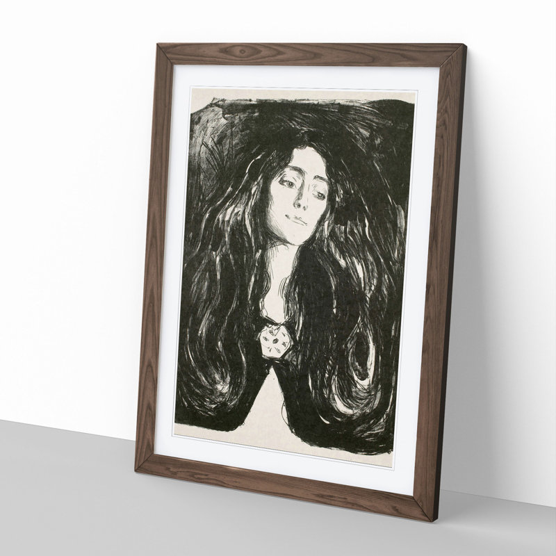 The Brooch Eva Mudocci by Edvard Munch - Picture Frame Painting, 65cm H x 48cm W x 2cm D, Walnut Framed