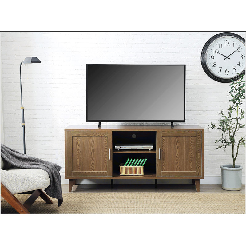 Meuble télé Shavonna 60 po pour téléviseur de 65 po ou moins, Brun