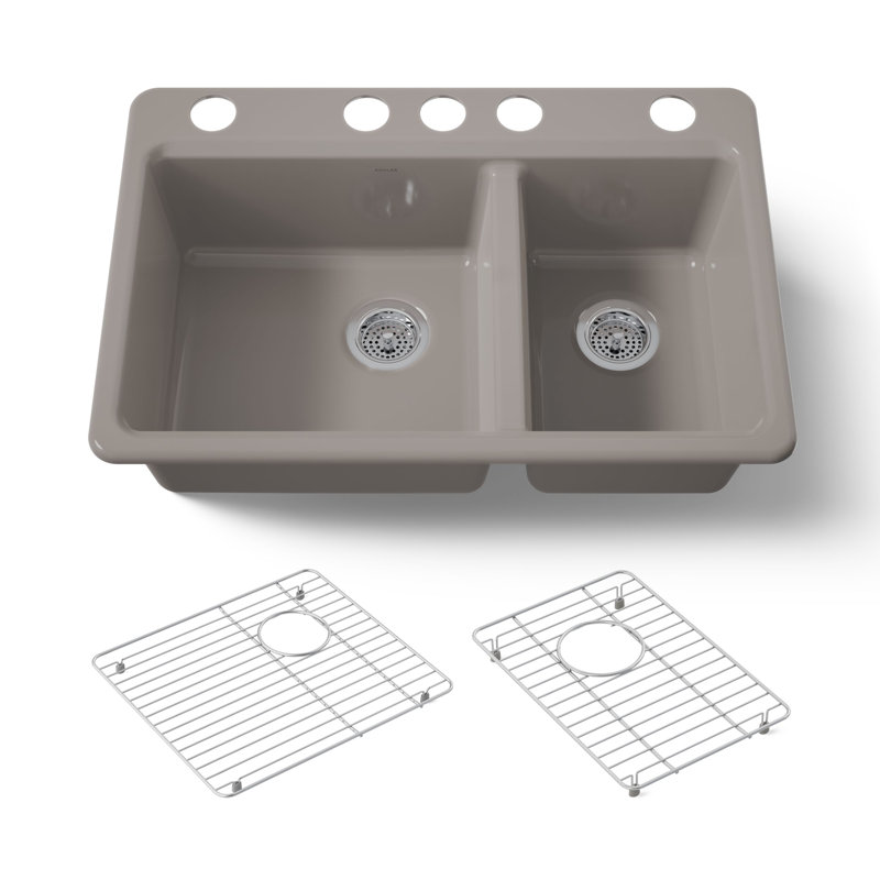 Riverby 33 In. Undermount Double-Bowl Kitchen Sink, Truffle