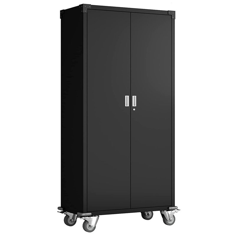 Black Freestanding Lockable Office Cabinet with Adjustable Shelving