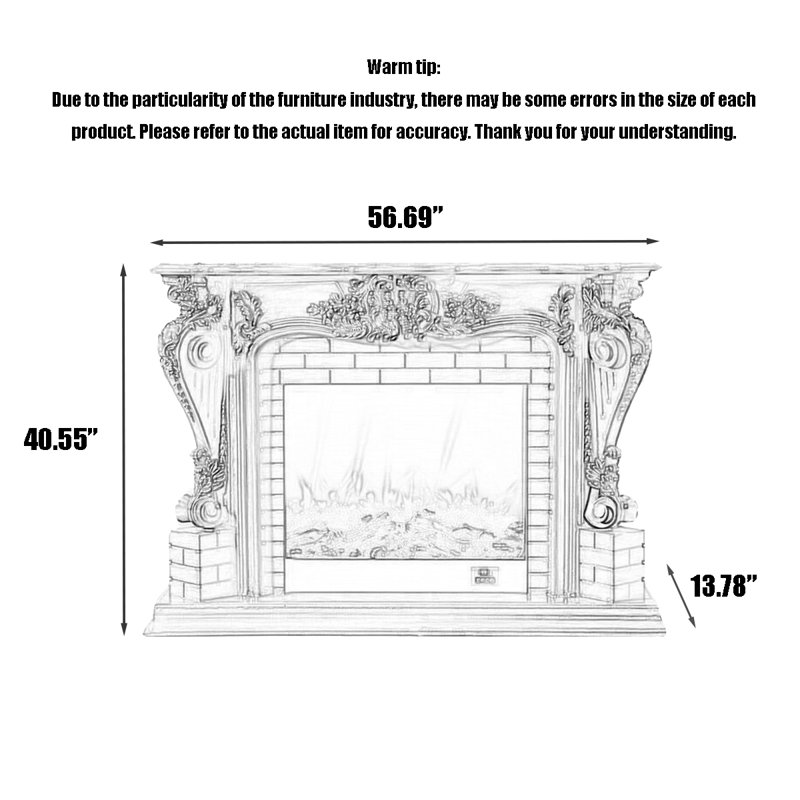 European-style carved solid wood decorative fireplace cabinet with an electric simulated core