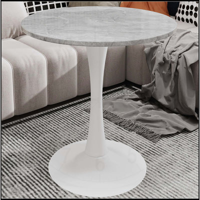 Round Side Table with Tapered Pedestal Base, Ideal for Living Room, Modern Minimalist Design