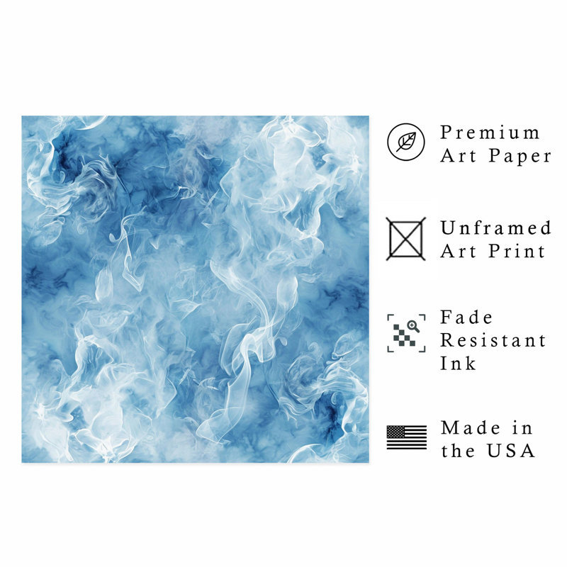 «Abstract Blue Myst II», reproduction d'art moderne sans cadre, H 20 po x l 20 po