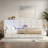 Upholstered Daybed With 2 Drawers, Charging Station, Led Lights, Storage Headboard And Checkered Button Decoration-2144532750