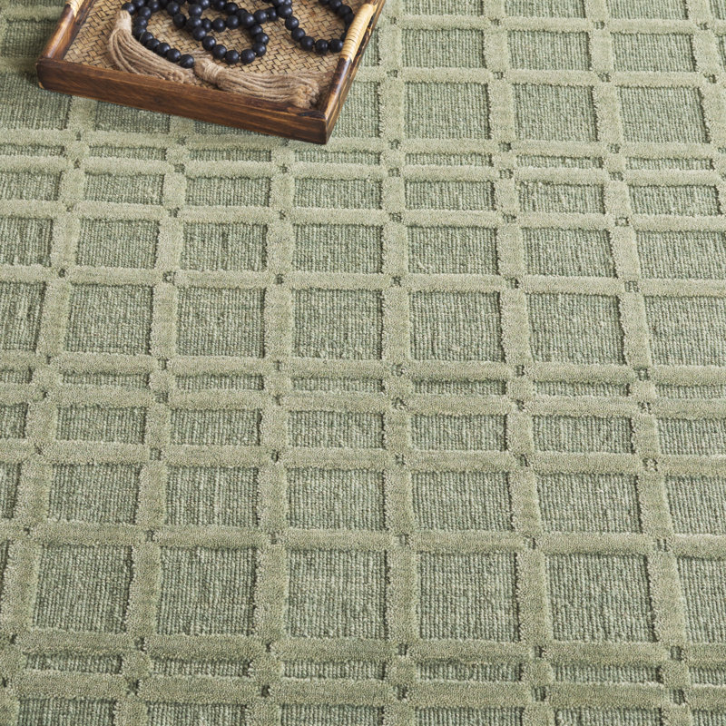 Tapis géométrique en laine / coton tissé à la main Keyjuan, Carré 6 po
