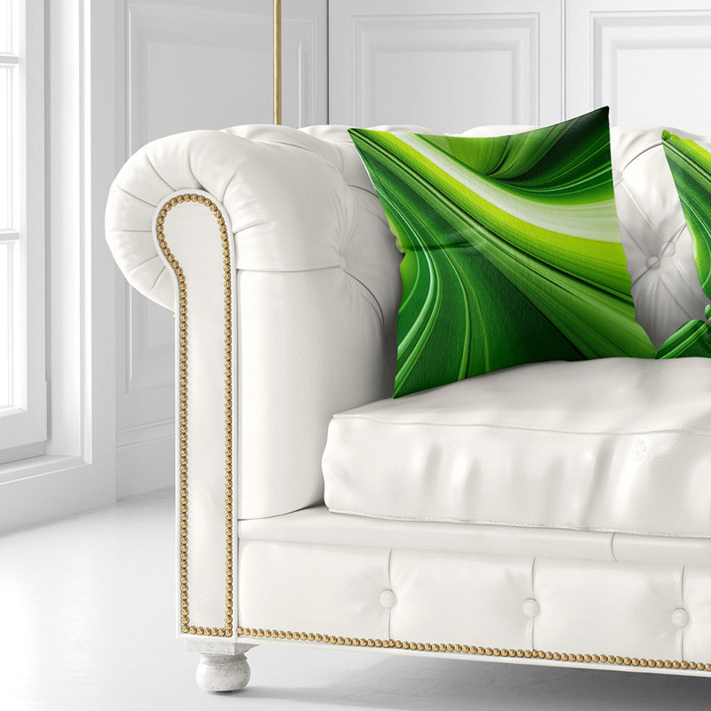 Lignes vertes abstraites - Coussin imprimé abstrait, 16 po x 1 po, Coussin décoratif