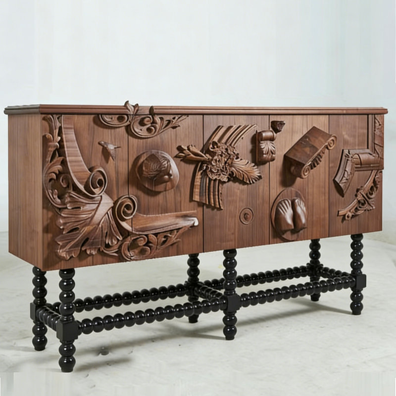 Buffet rétro en bois massif