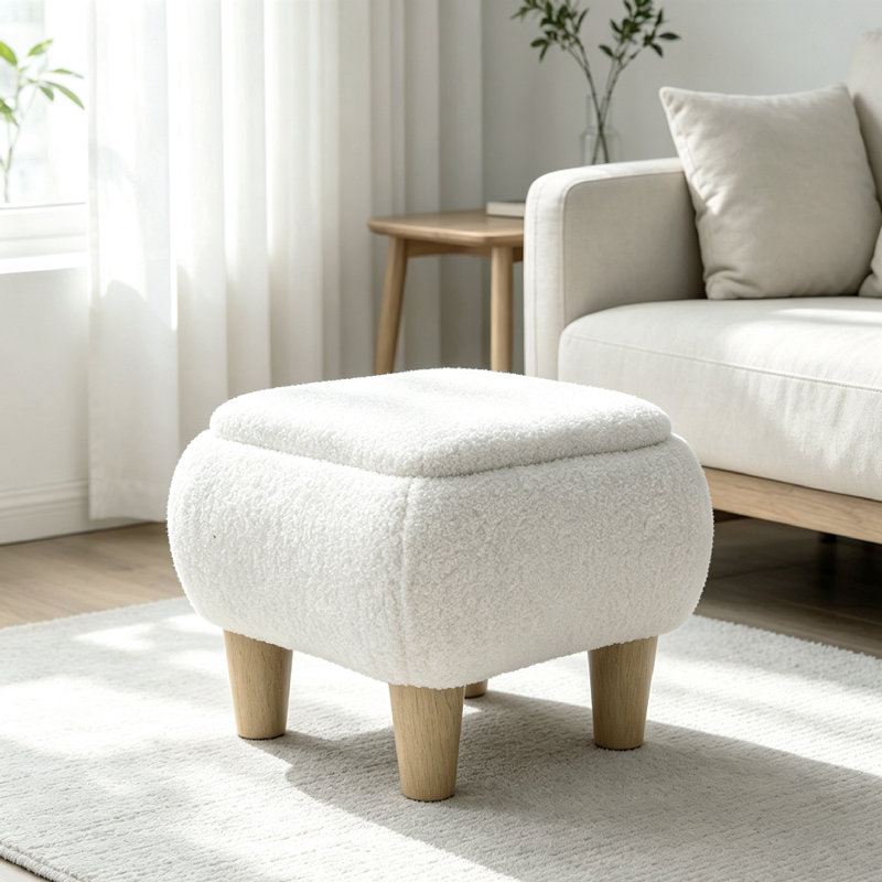 37cm Wide Rectangle Solid Colour Standard Ottoman