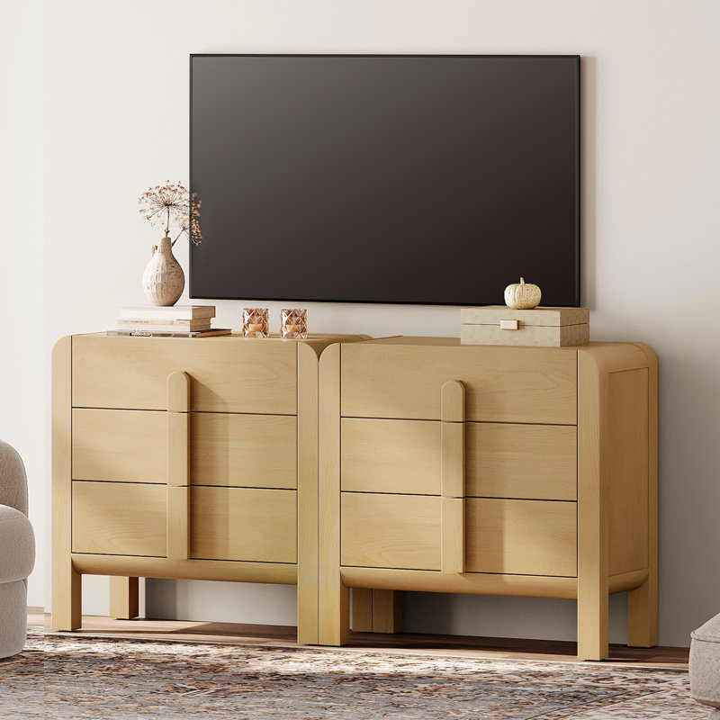 Adora Modern Dresser TV Stand For Tvs Up To 75 Inch, Cruved Entertainment Center, Wood TV Console With Storage For Living Room