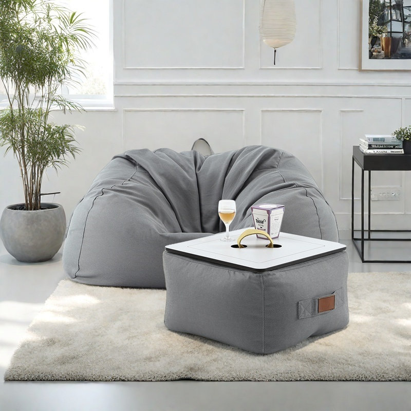 Canapé simple, H 21,65 po x l 41,33 po x P 35,43 po, Mélange de polyester gris clair