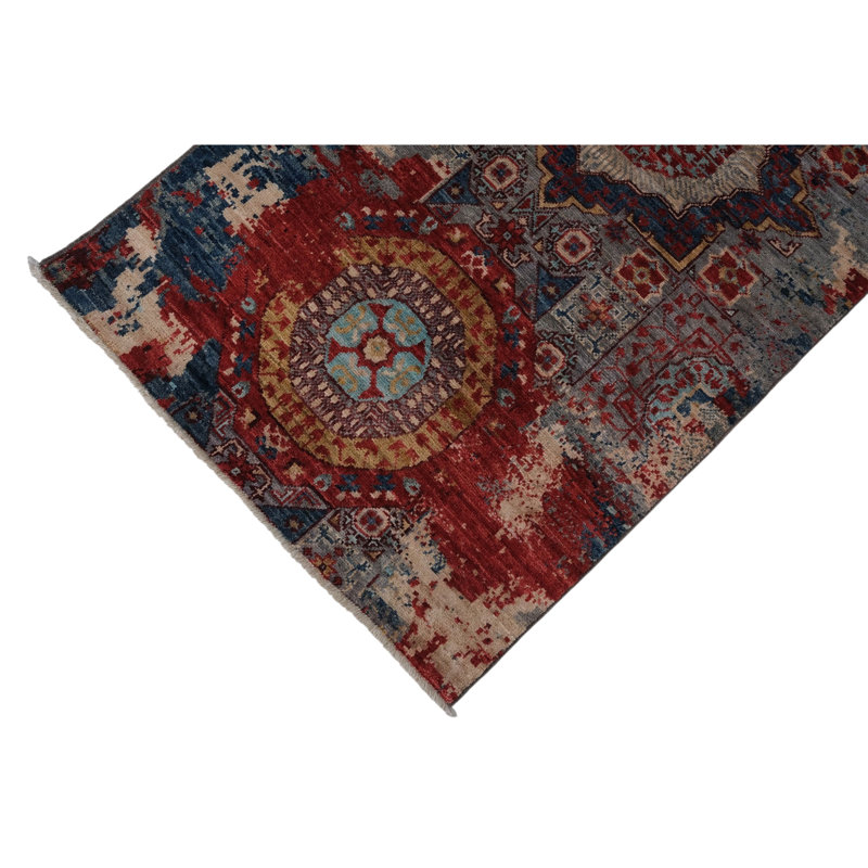 High-Quality Hand-Knotted Red And Blue Area Rug