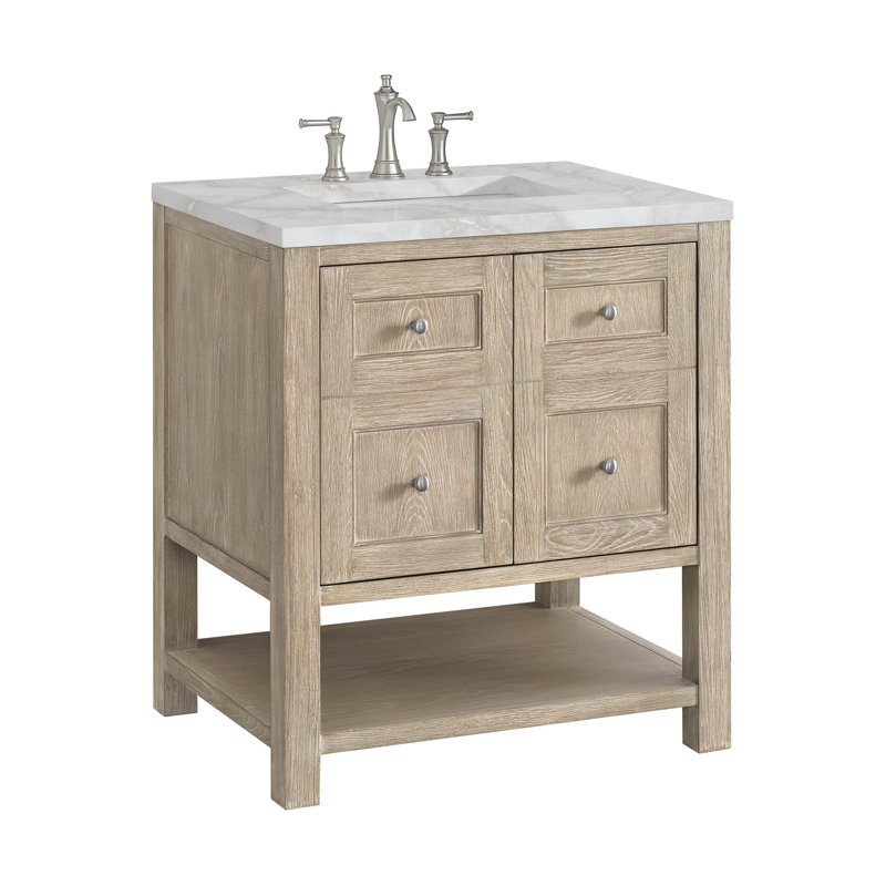 Breckenridge 30'' W Single Vanity, Victorian Silver, 8" Widespread, Whitewashed Oak