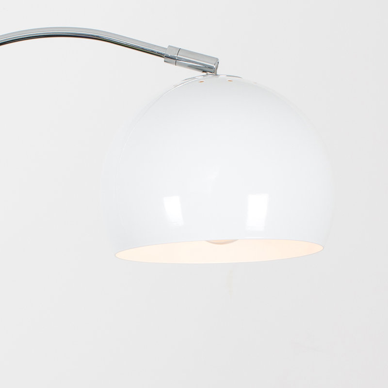 Derosier 152cm Arched Floor Lamp, Chrome, White