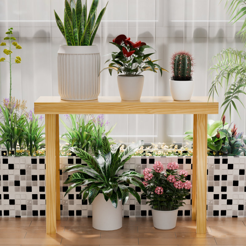 Console en bois massif Nature moderne pour décoration de vestibule ou de couloir, H 31,59 po x l 42,9 po x P 11,89 po