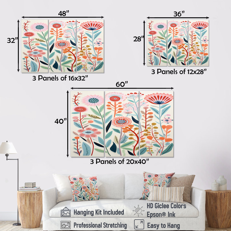 Ensemble de salon Ellicott - Botanicals Wall Art, Toile tendue, H 32 po x l 48 po x P 1 po